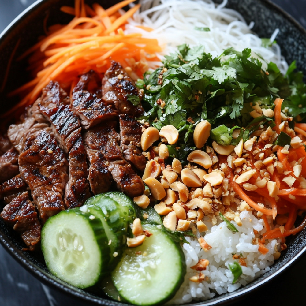 Salade au boeuf grillé et vermicelles