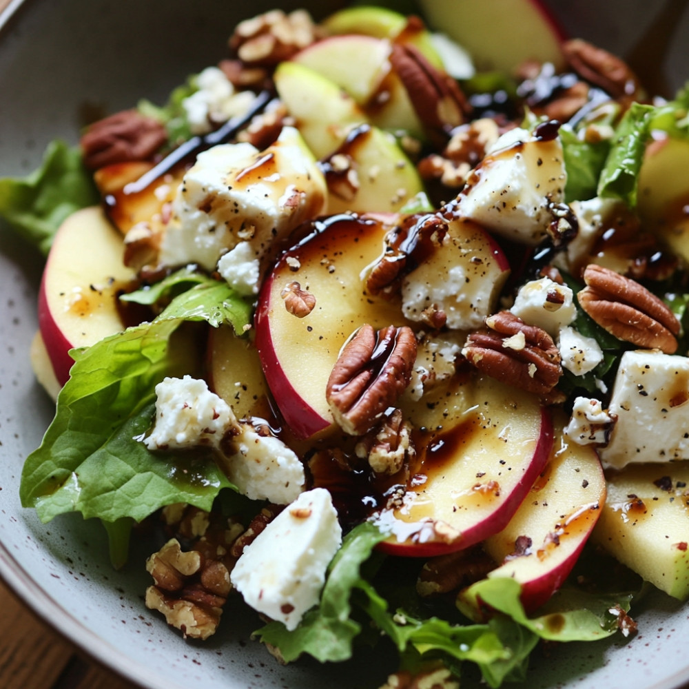 Salade d'automne vinaigrette crémeuse érable et balsamique