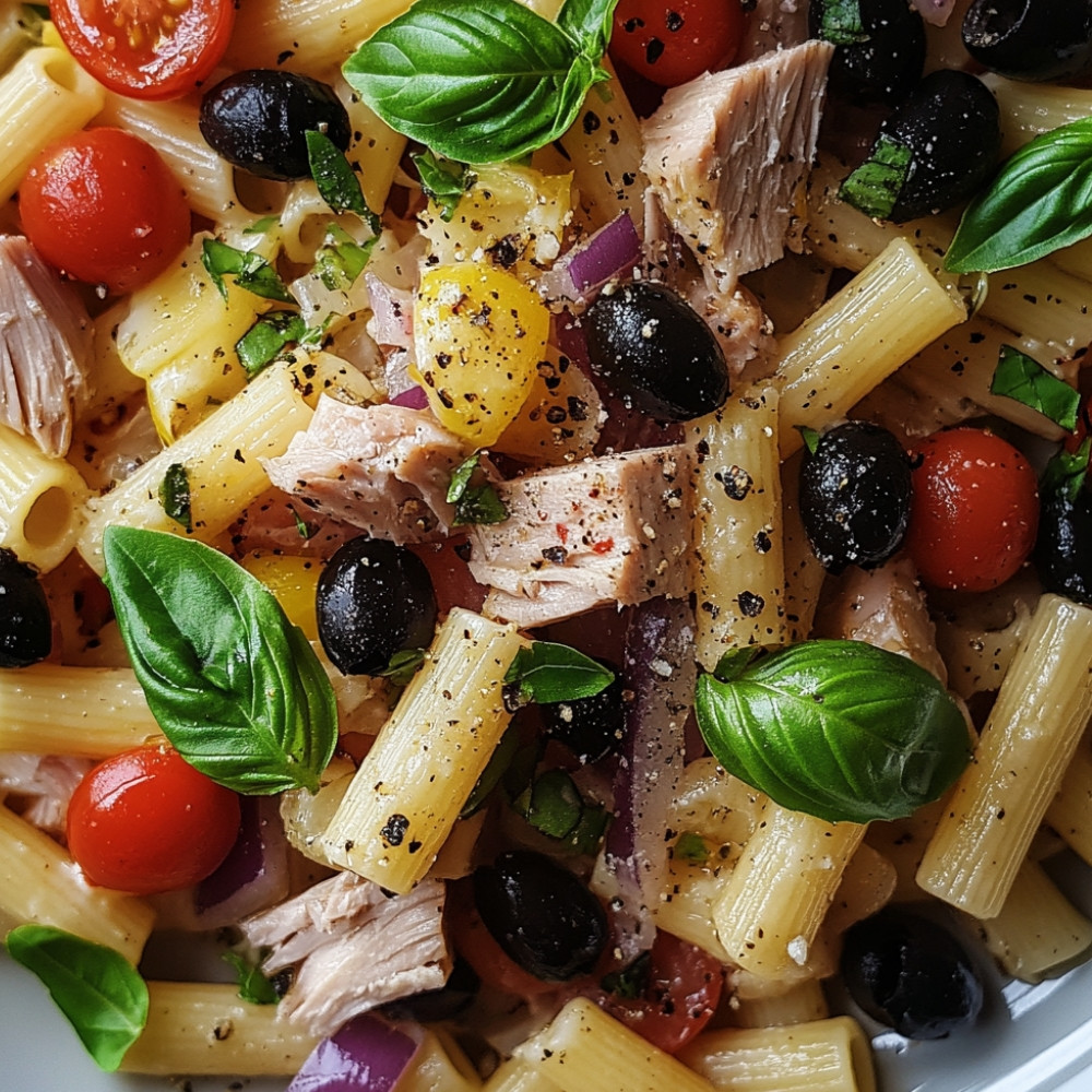 Salade de pâtes méditerranéenne au thon