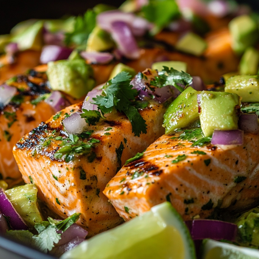 Saumon grillé et salsa d'avocat