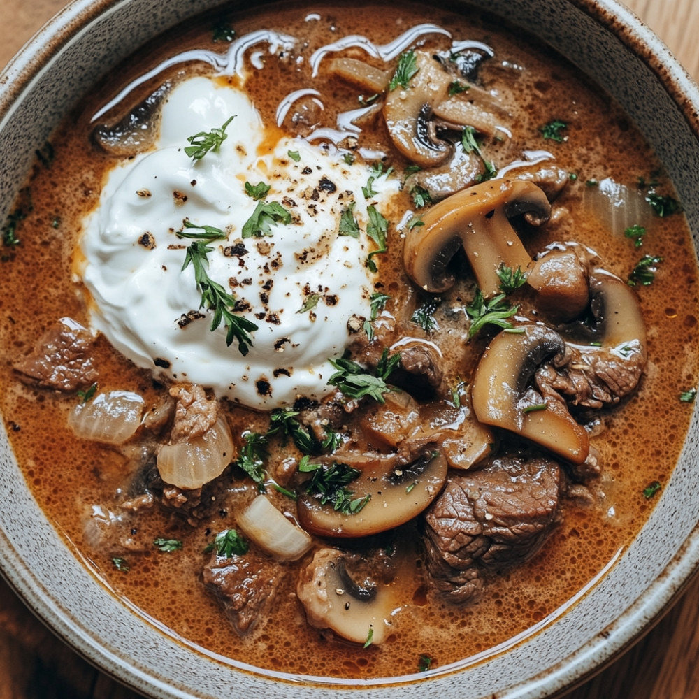 Soupe de bœuf stroganoff