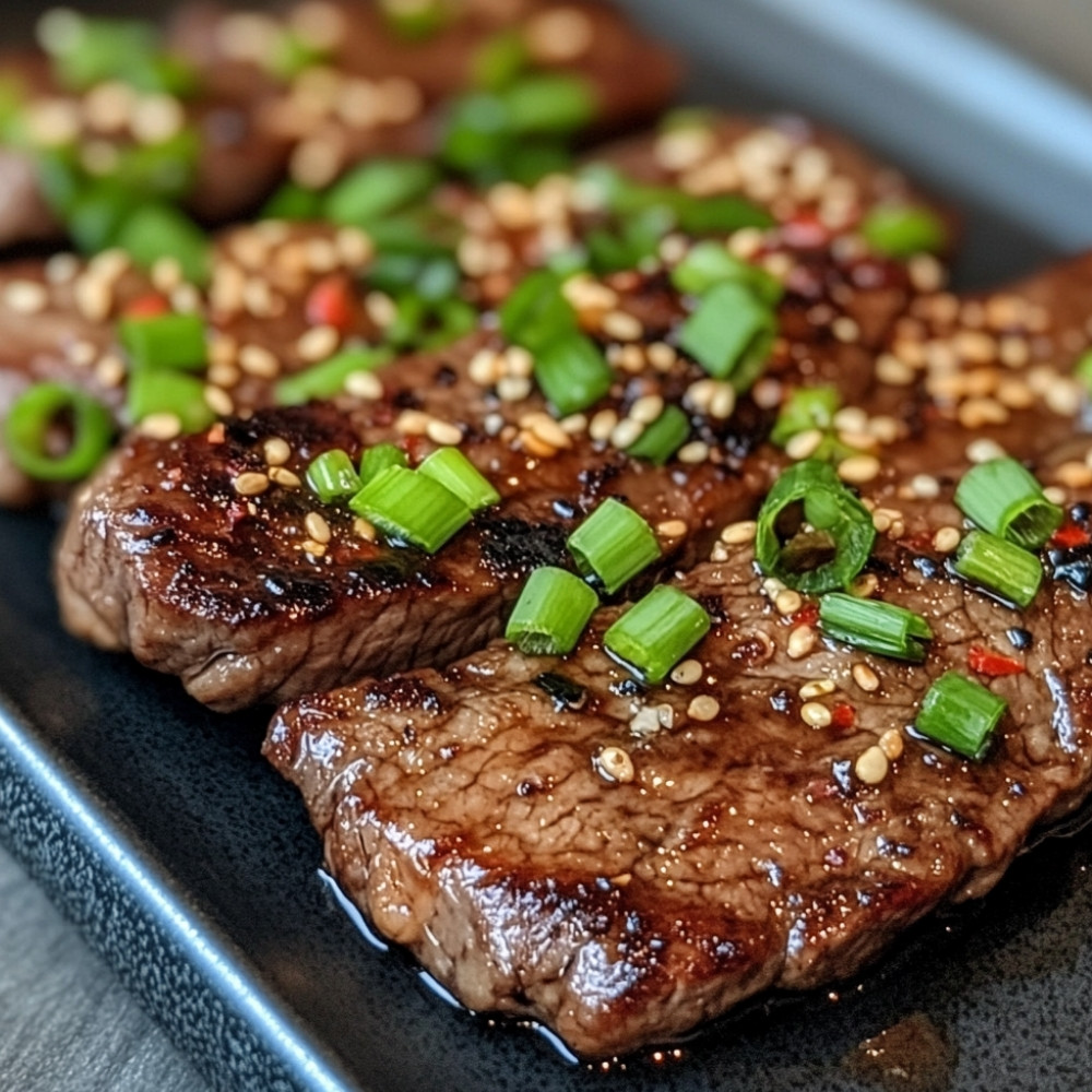 Steaks à la coréenne sauce aux oignons verts