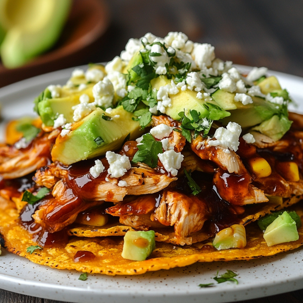 Tostadas au poulet barbecue et feta