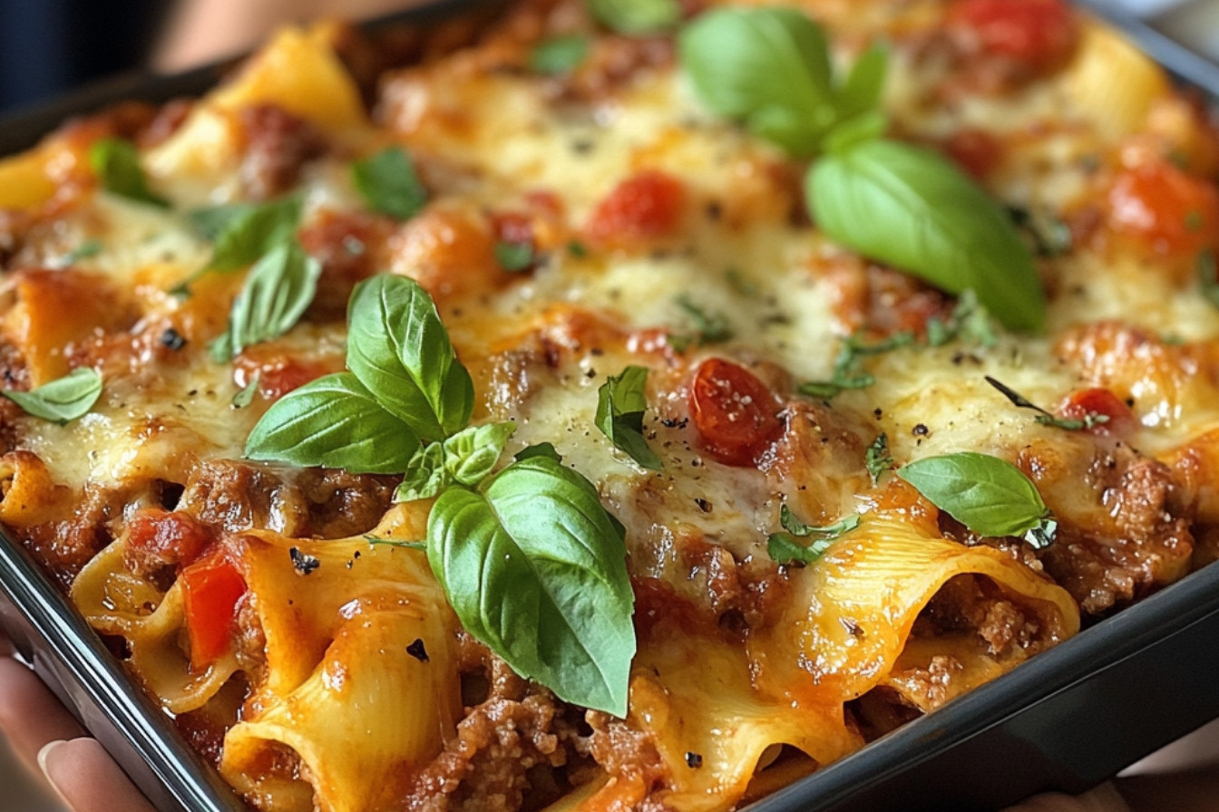 Barquette de pâtes style lasagne aux boulettes