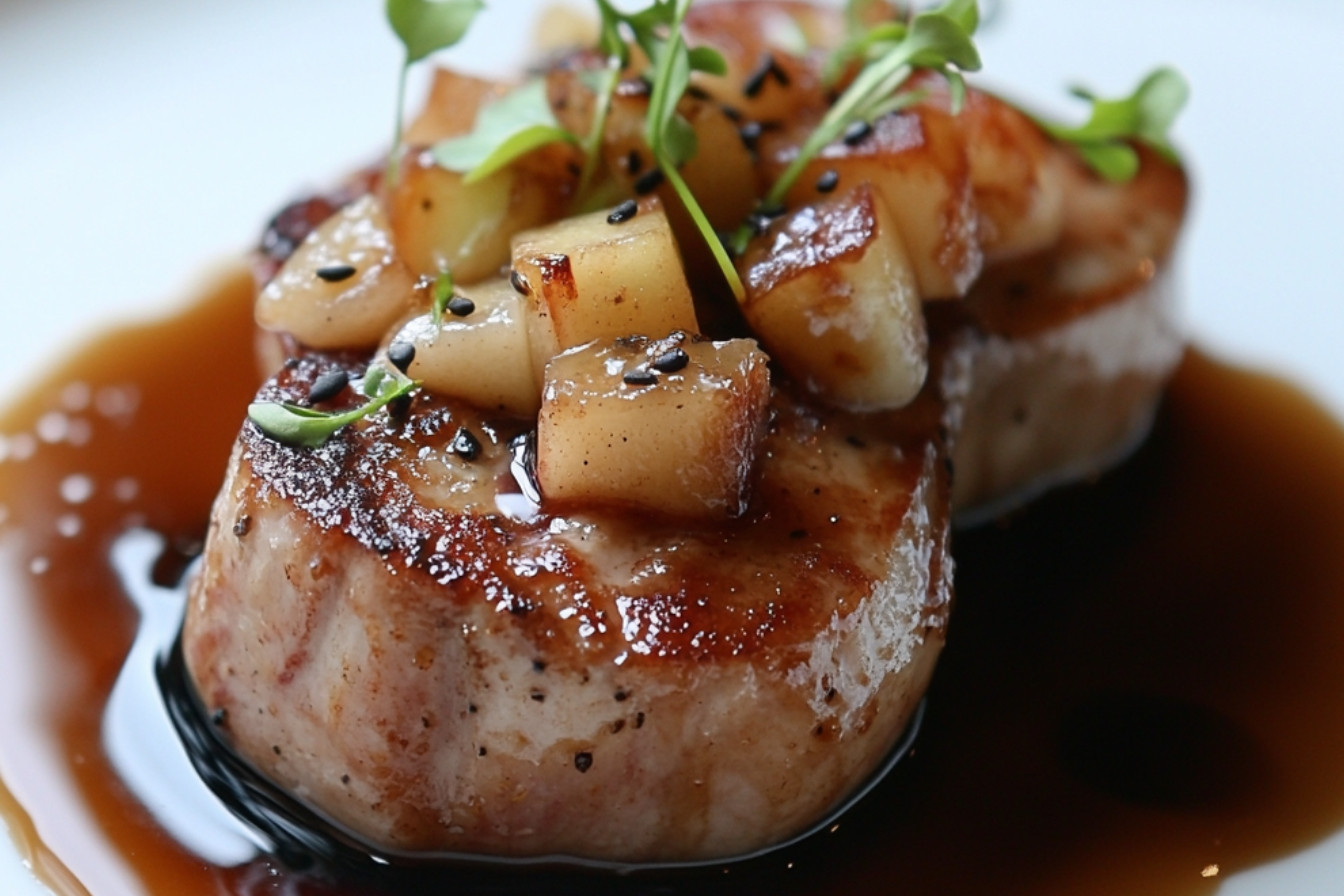 Côtelettes de longe de veau, érable et gelée de pomme