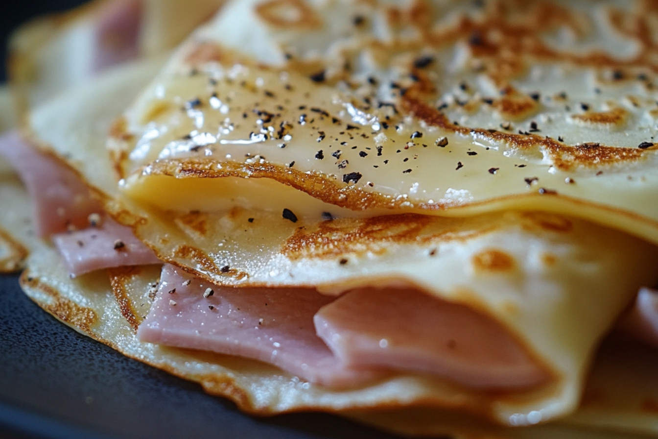 Crêpes roulées au jambon et fromage