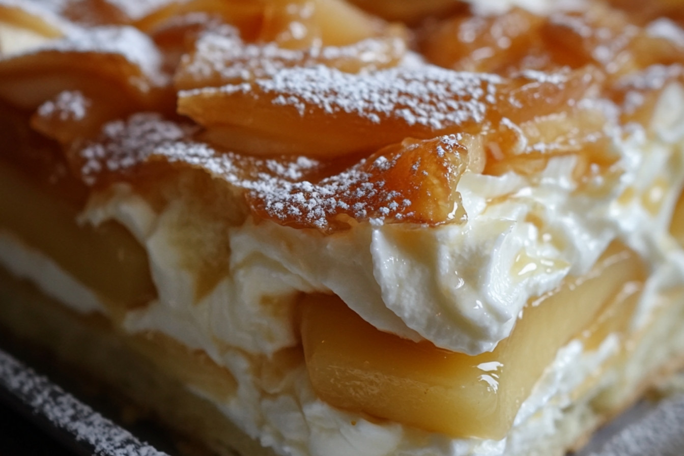 Gâteau éclair sans cuisson aux pommes et caramel fleur de sel