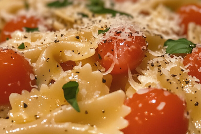 Pâtes avec une sauce tomate cerise à cru