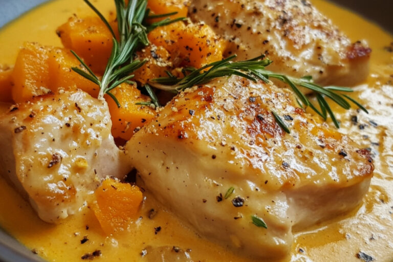 Poulet sauce crémeuse à la courge