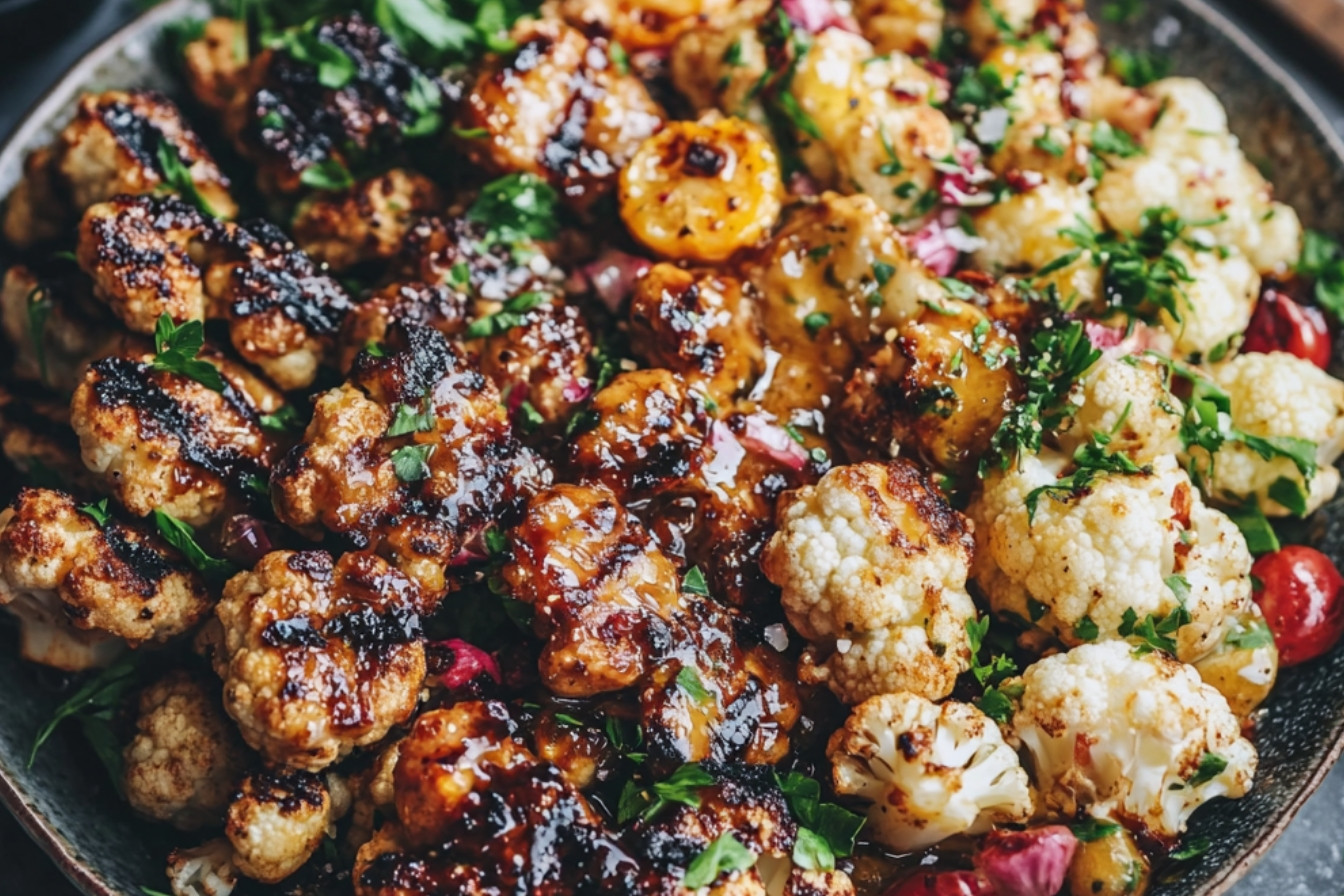 Salade de chou-fleur grillé, vinaigrette miel et moutarde