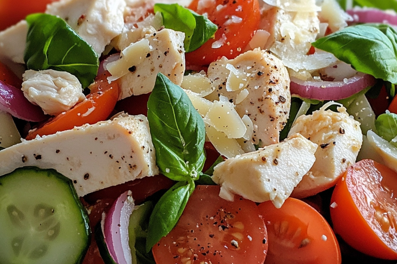 Salade de poulet, tomate et concombre