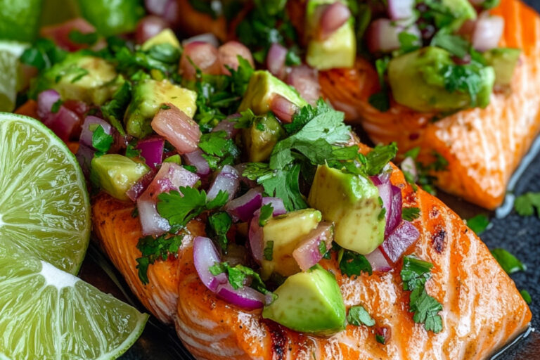 Saumon grillé et salsa d'avocat