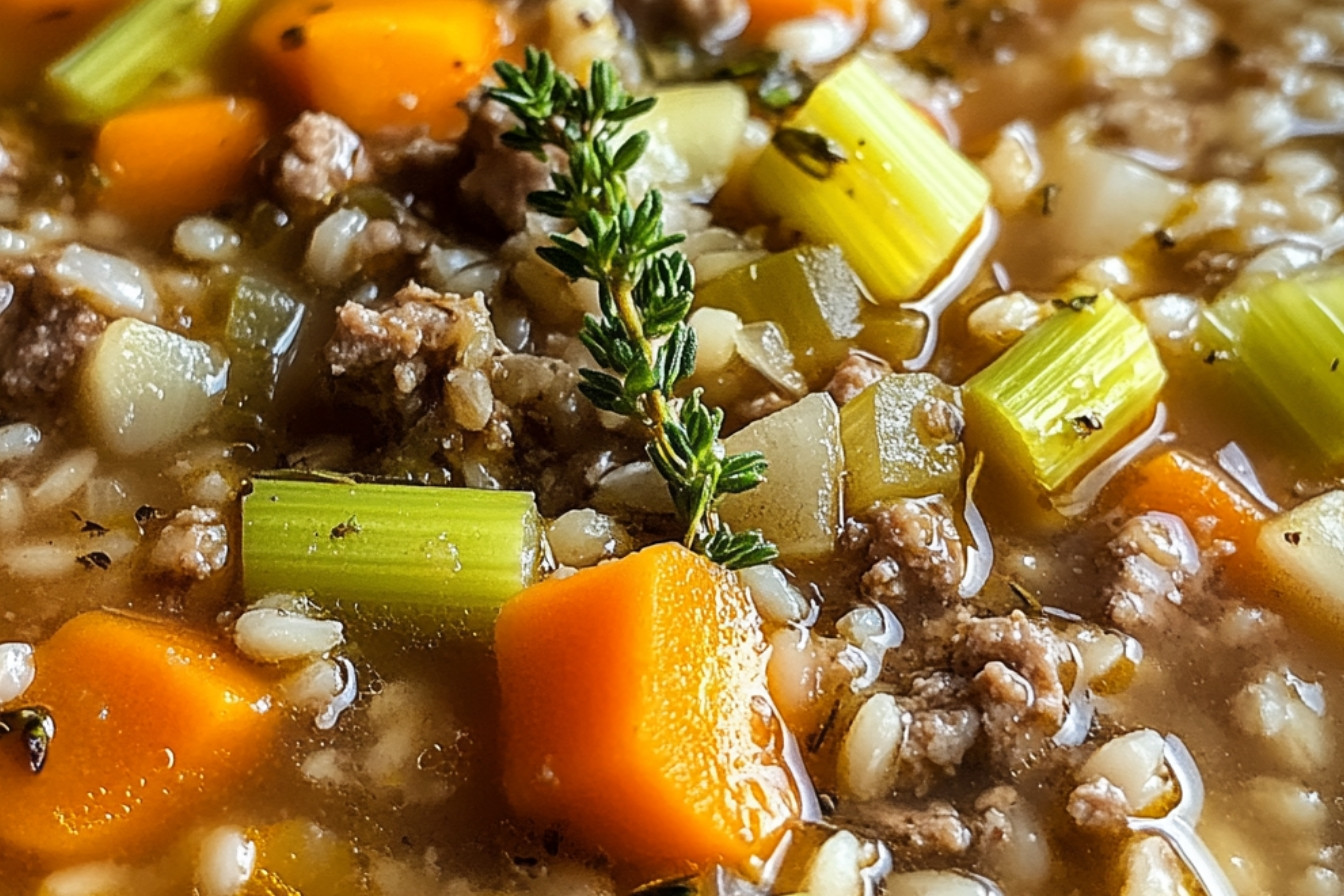 Soupe de boeuf haché et orge