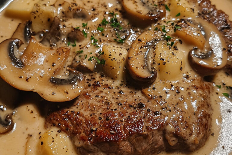 Steak sauce crémeuse aux champignons