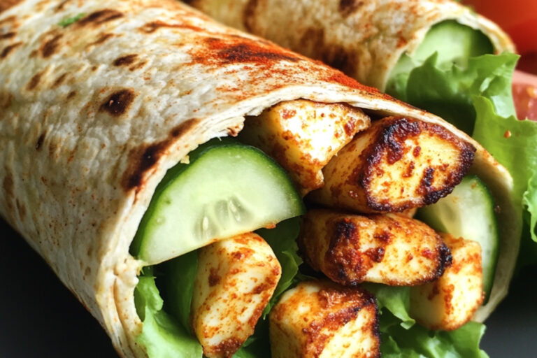 Wraps végé au halloumi mariné et grillé