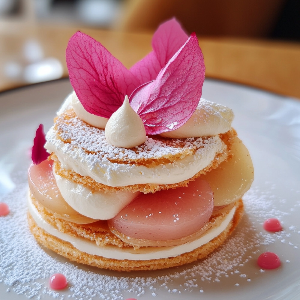 Charlotte aux biscuits roses de Reims et poires caramélisées