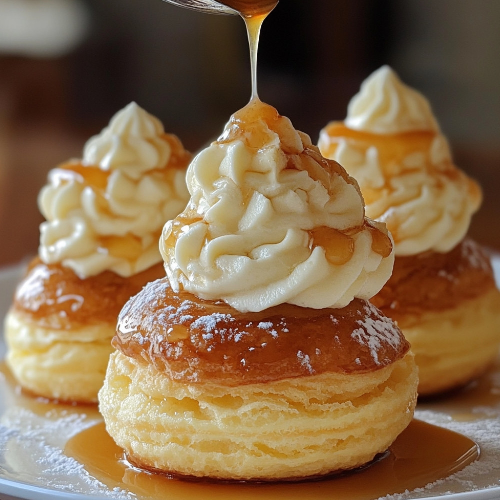 Choux crème diplomate et sauce caramel