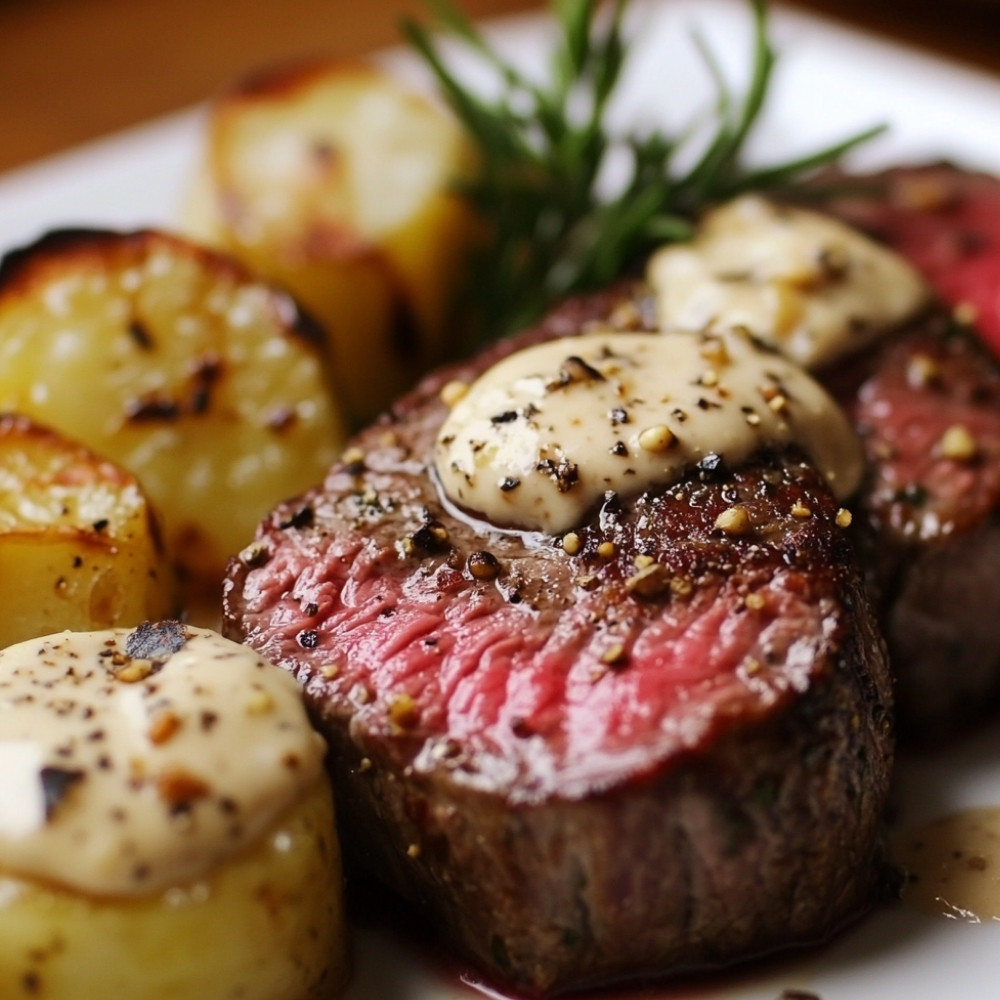 Contre-filets de boeuf marinés mayo, ail et moutarde