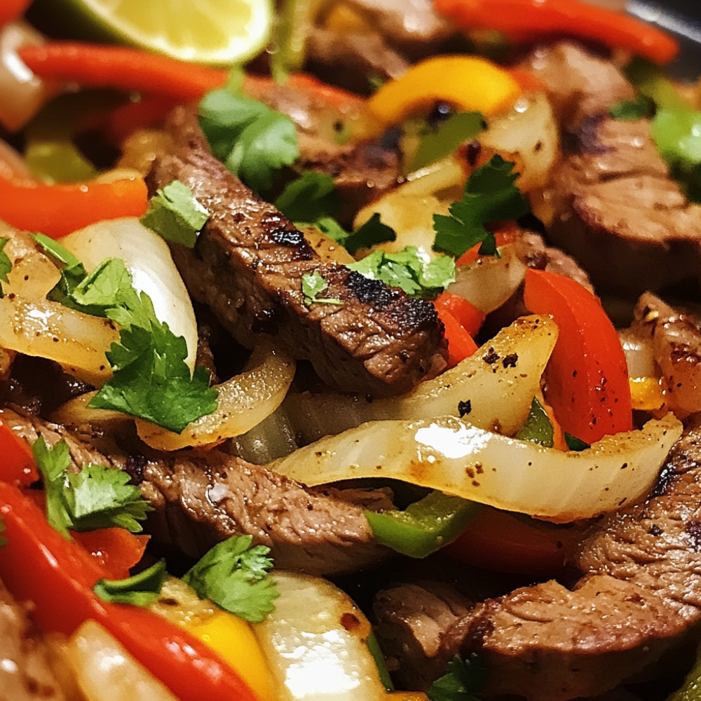 Fajitas au chou vert sauté et lanières d'entrecôte