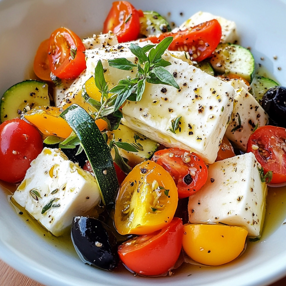 Feta au four et petits légumes