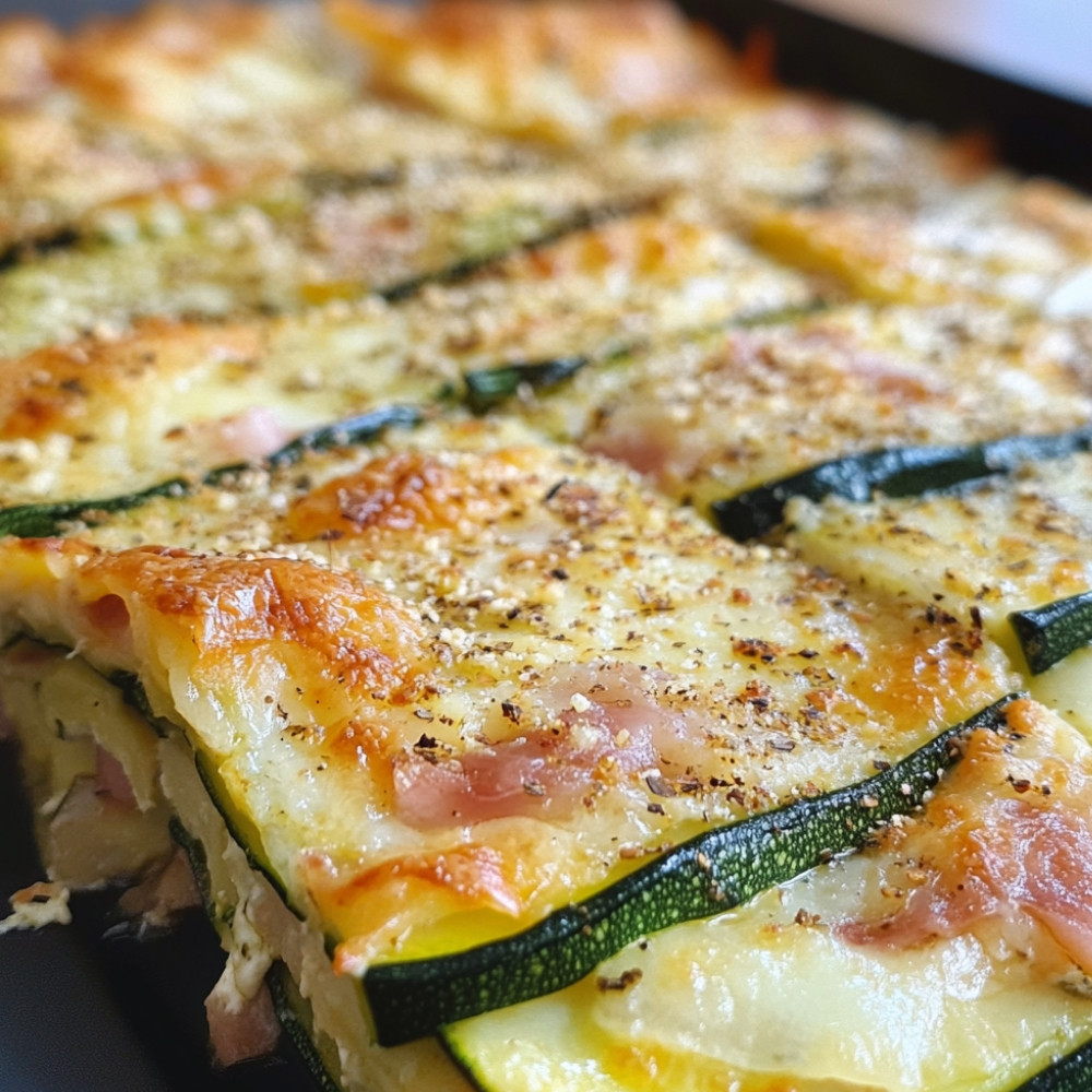 Lasagnes de courgettes au jambon