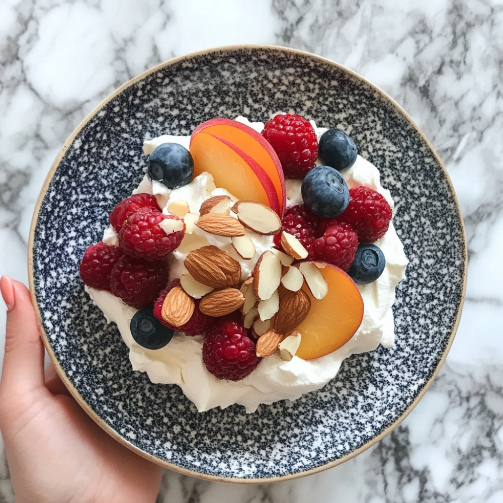 Minis pavlovas aux fruits d'été et à la crème d'amande