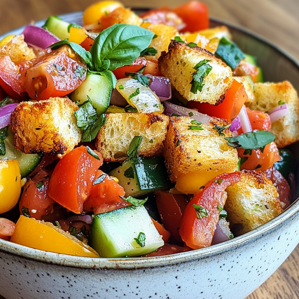 Panzanella, salade aux légumes d'été et au pain