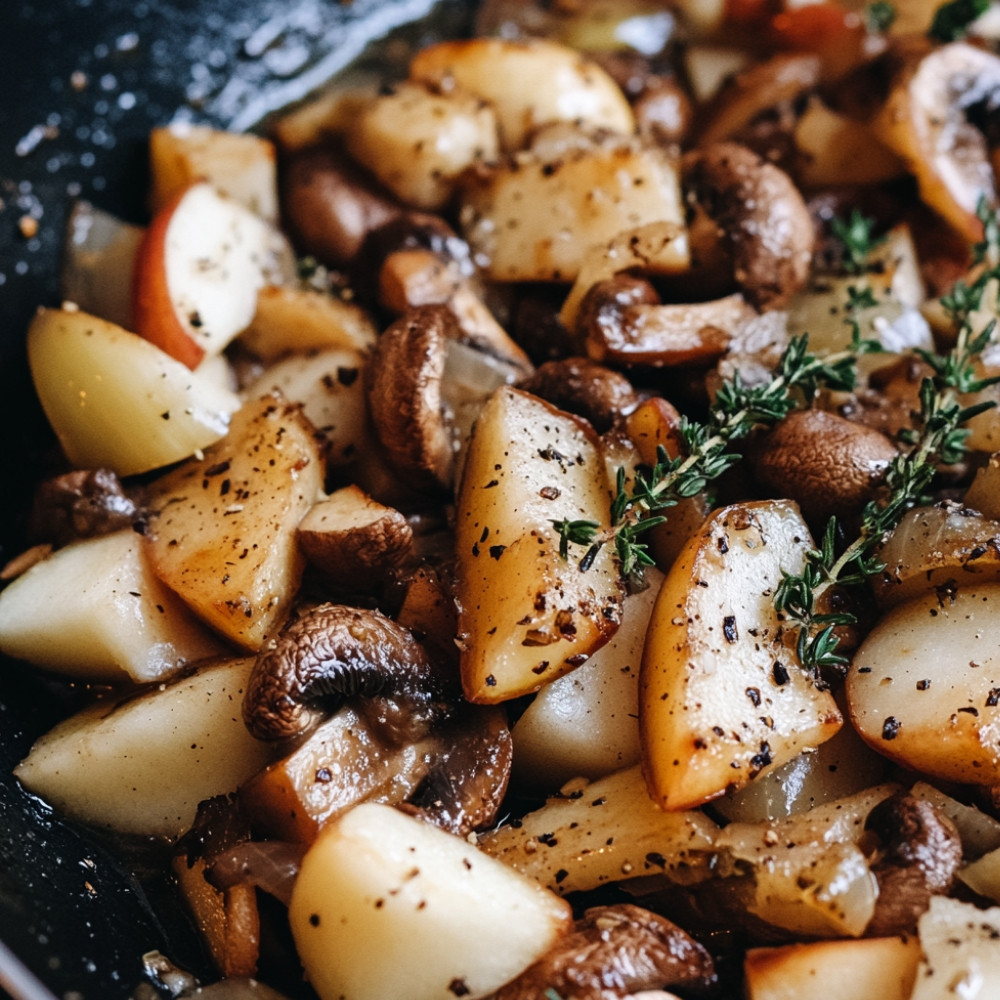 Poêlée aux champignons et aux pommes