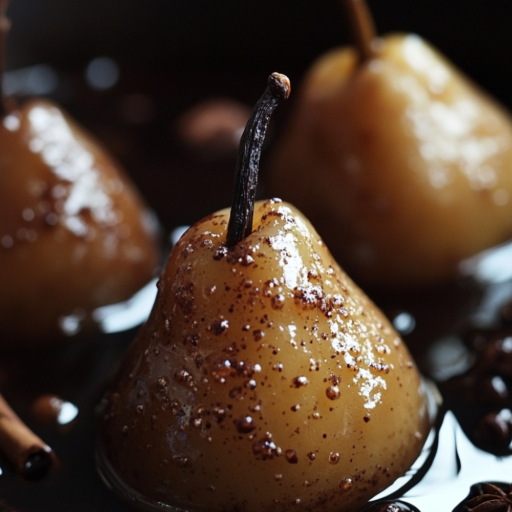 Poires pochées au chocolat