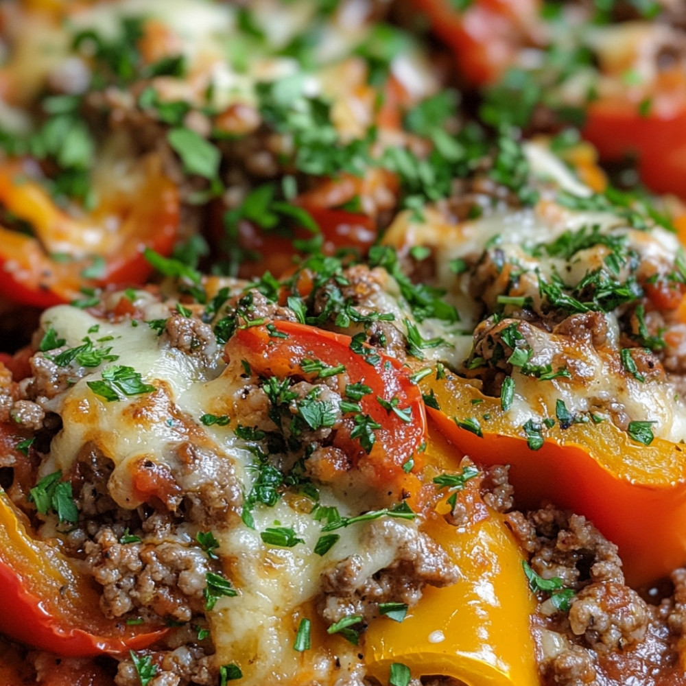 Poivrons pointus farcis à la viande hachée de boeuf et mozzarella