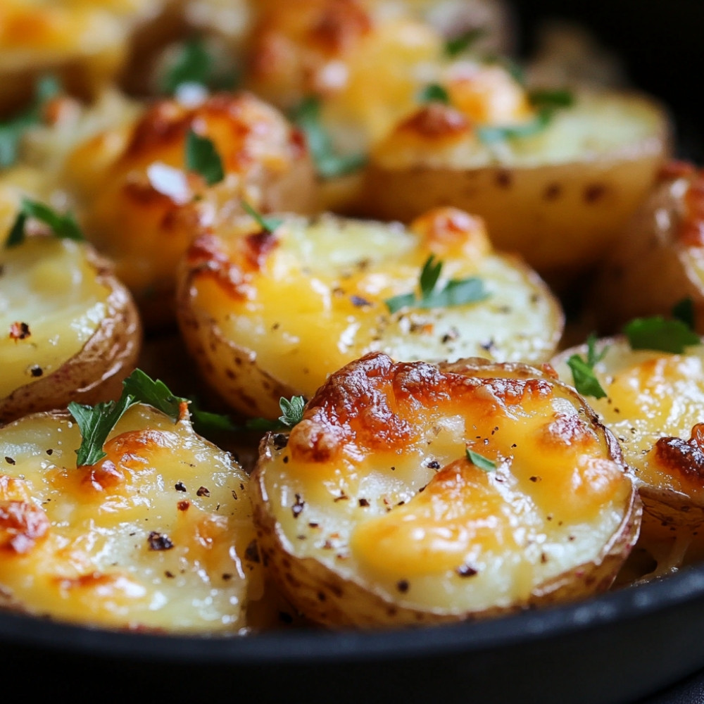 Pommes de terre écrasées croustillantes au cheddar