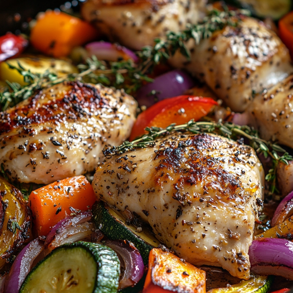 Poulet et légumes d'été au four