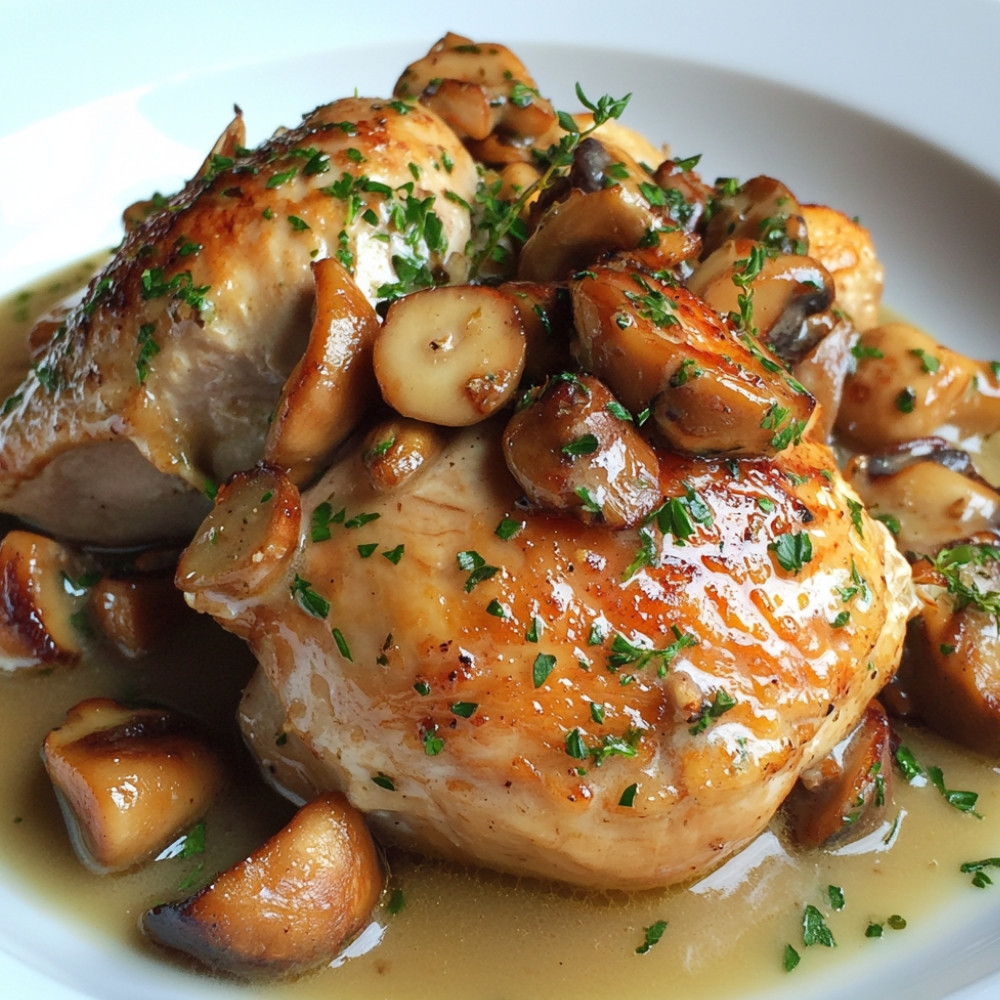 Poulet, girolles et chanterelles