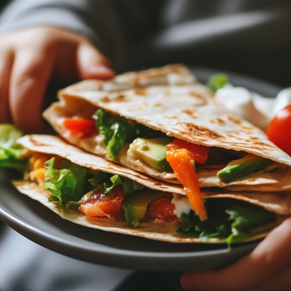 Quesadillas poulet légumes fromage