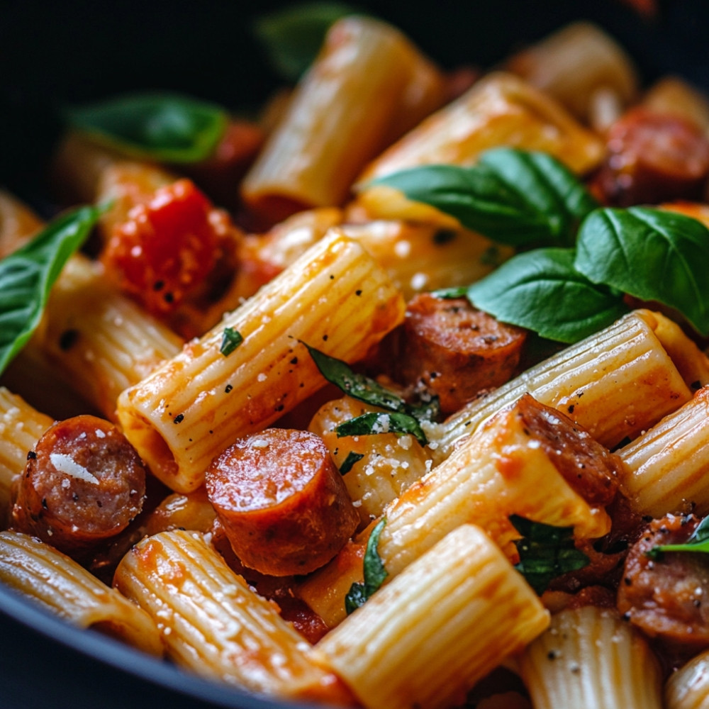 Rigatoni aux tomates et saucisses italiennes