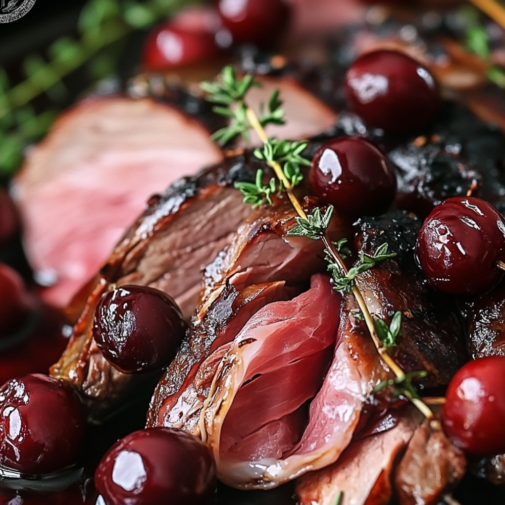 Rôti de veau au prosciutto crudo et sauce aux cerises