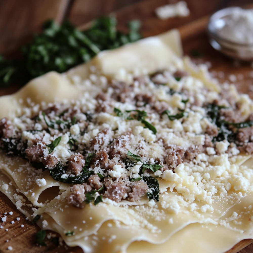 Roulés de lasagne aux saucisses