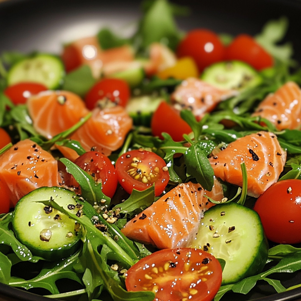 Salade au saumon fumé à partager