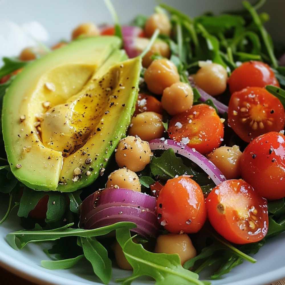 Salade roquette avocat pois chiches