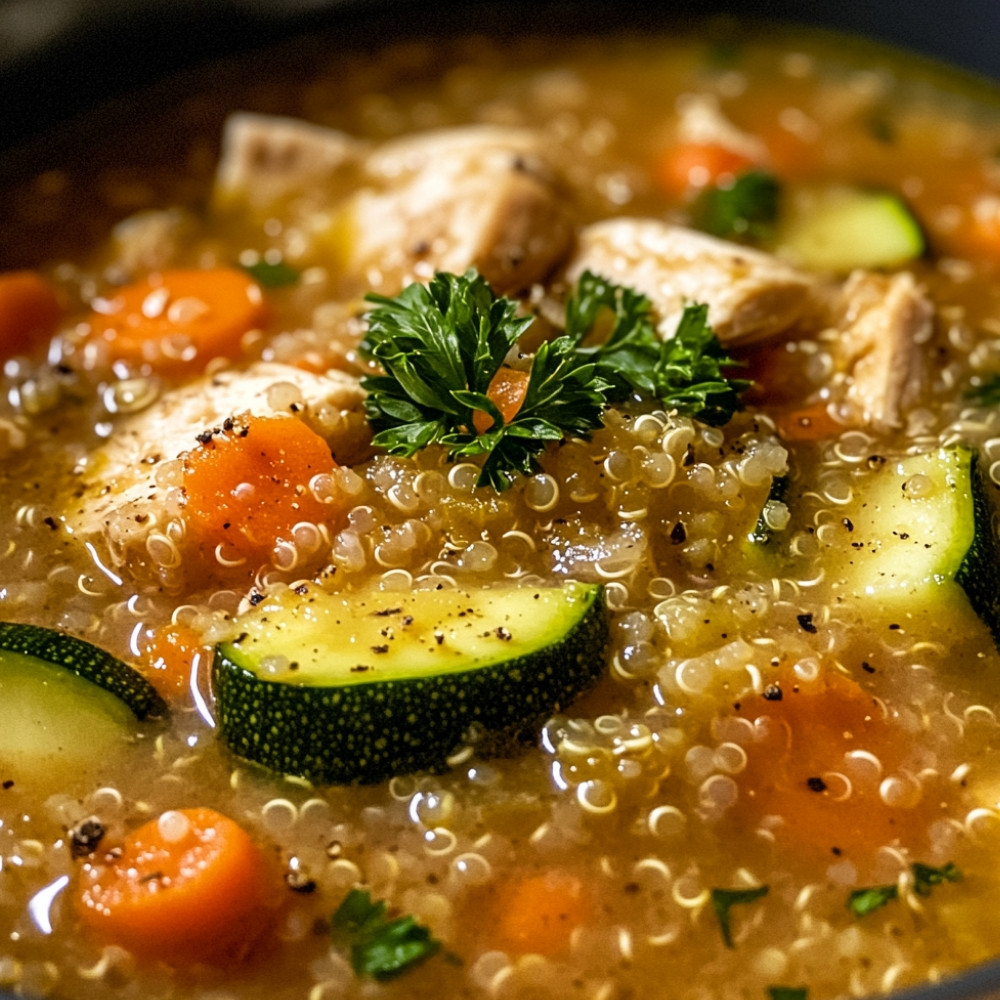 Soupe au poulet et quinoa gourmet