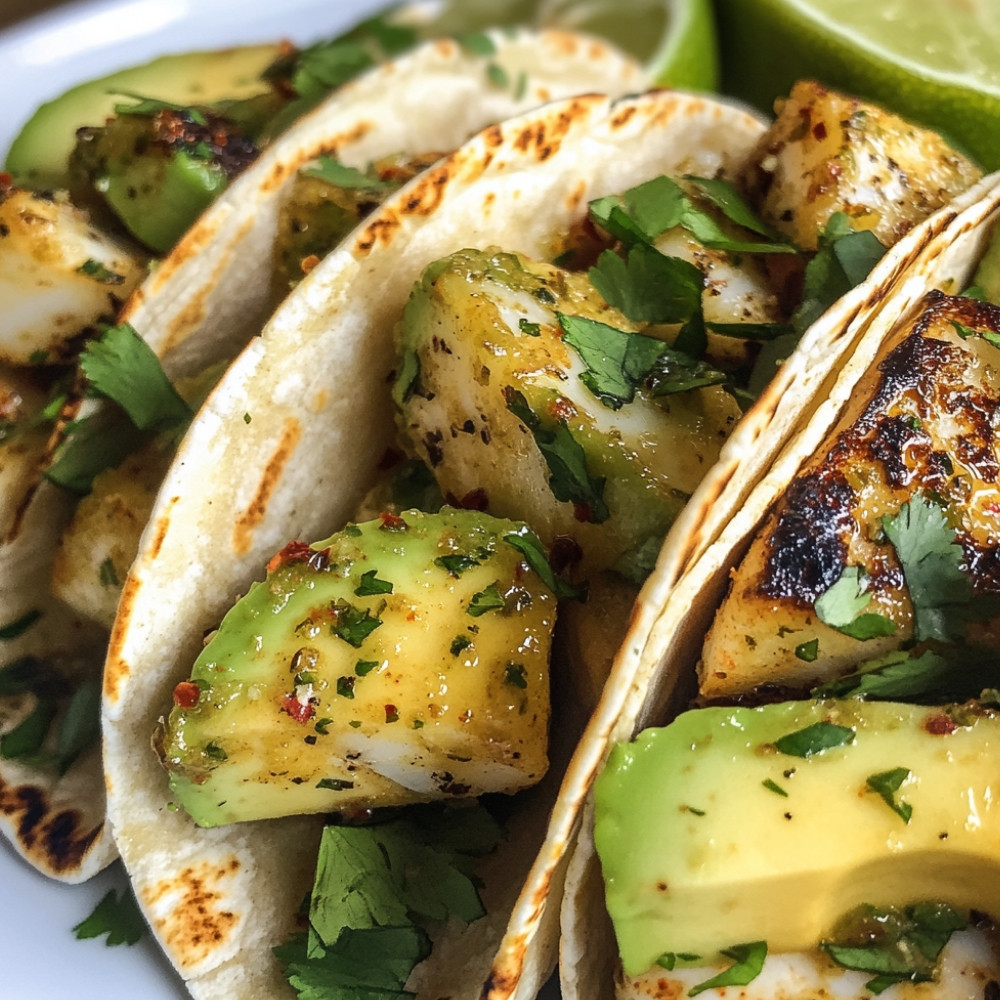 Tacos au cabillaud, avocat, coriandre