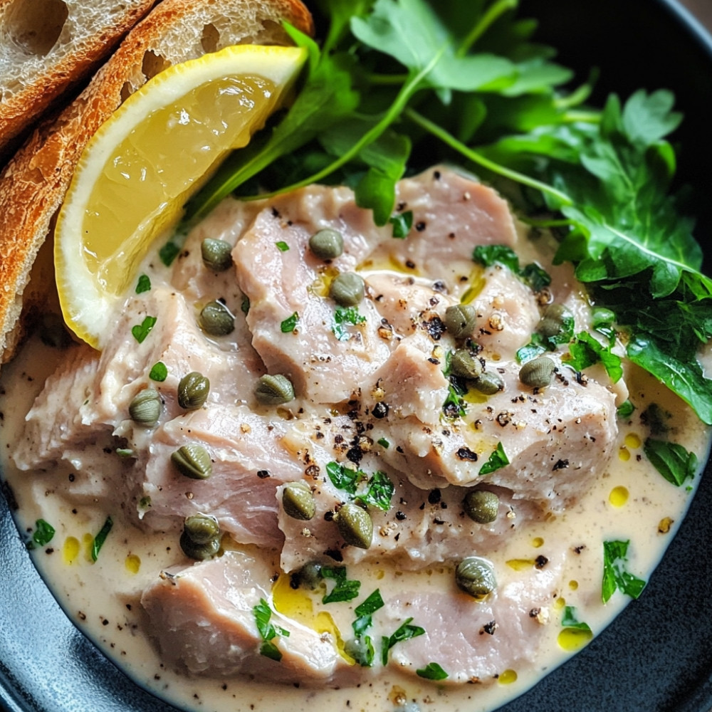 Vitello tonnato, câpres et croûtons