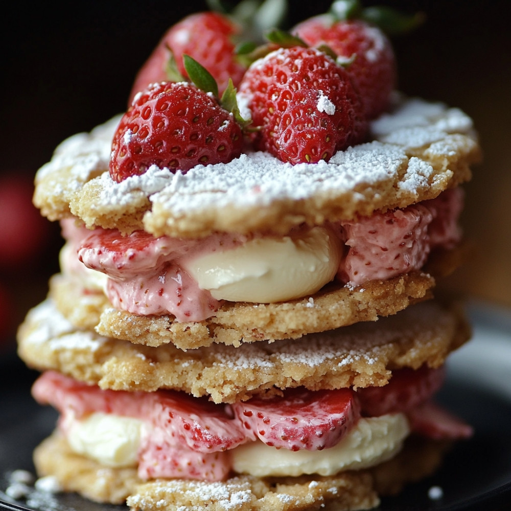 Biscuit aux fraises avec mascarpone et chocolat blanc