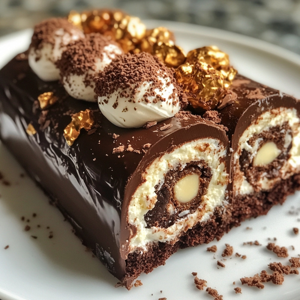 Bûche au chocolat Ferrero et Pirouline