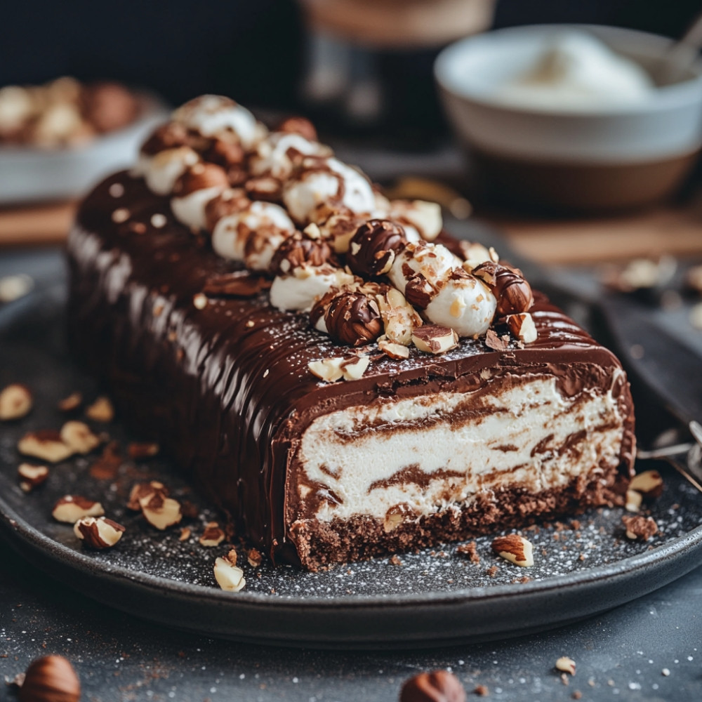 Bûche chocolat noisette