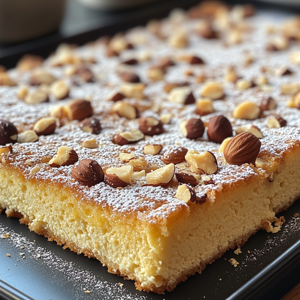 Cake à la ricotta, œufs en sucre et noisettes