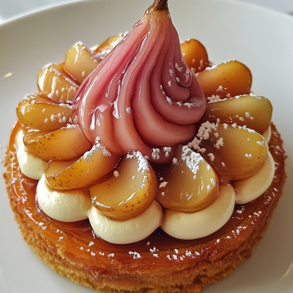 Charlotte aux biscuits roses de Reims et poires caramélisées