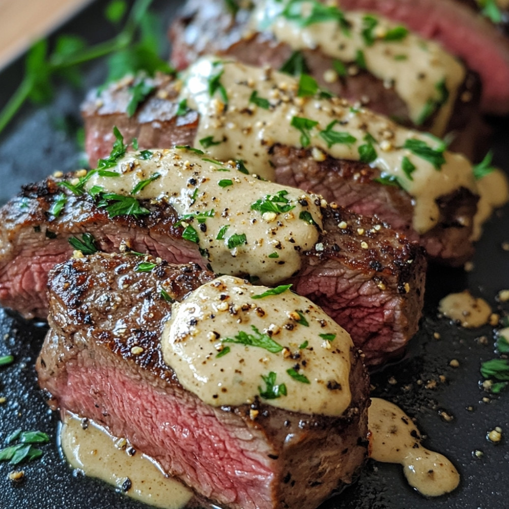 Contre-filets de boeuf marinés mayo, ail et moutarde