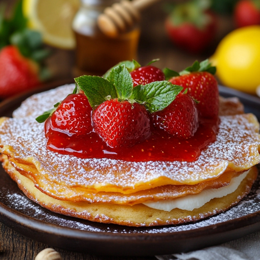 Crêpes légères au yaourt et sauce aux fraises fraîches