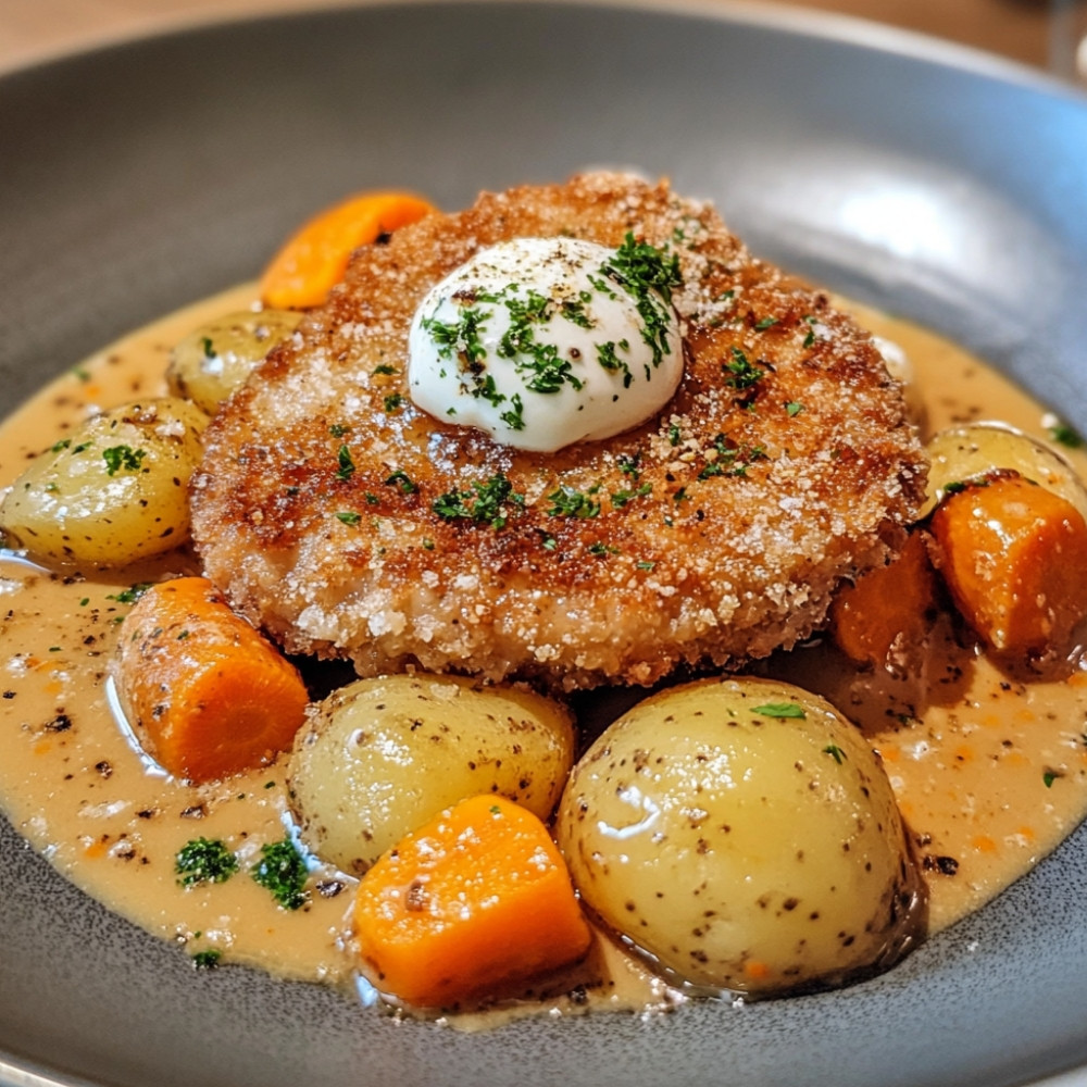 Escalope viennoise maison et stoemp aux carottes